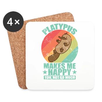 Platypus Makes Me Happy, you not so much - Untersetzer (4er-Set) - Weiß - Vorne