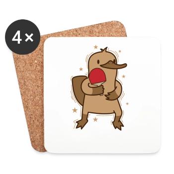 Ornithorynque joue au tennis de table Australie - Dessous de verre (lot de 4) - blanc - Devant