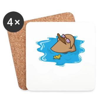 Schnabeltier liegt im Wasser und entspannt - Untersetzer (4er-Set) - Weiß - Vorne