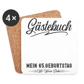 65. Geburtstag Gästebuch - Untersetzer (4er-Set) - Weiß - Vorne