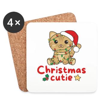 Cat Christmas Cats Christmas Cutie - Coasters (set of 4) - white - Front