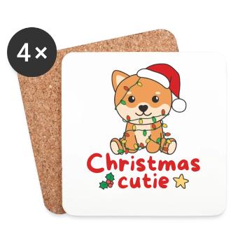 Shiba Inu Christmas Dogs Christmas Cutie - Coasters (set of 4) - white - Front