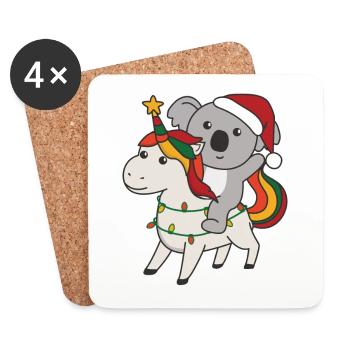 Licorne de Noël Koala Joyeux Noël Licorne - Dessous de verre (lot de 4) - blanc - Devant