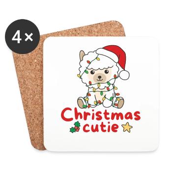 Alpaca Christmas Alpacas Christmas Cutie - Coasters (set of 4) - white - Front