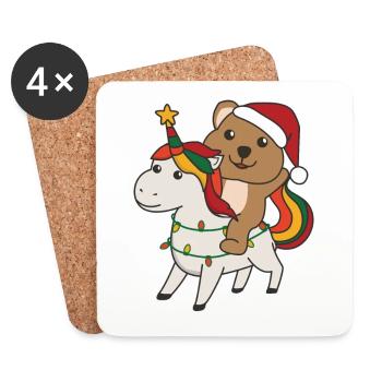 Licorne de Noël Quokka Joyeux Noël Licorne - Dessous de verre (lot de 4) - blanc - Devant