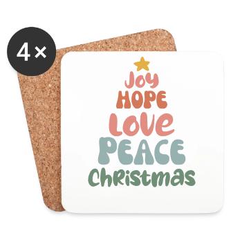Merry Christmas groovy retro Love Peace Christmas - Untersetzer (4er-Set) - Weiß - Vorne