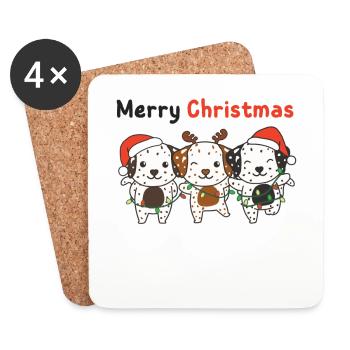 Dalmatians Merry Christmas Cute Dogs - Coasters (set of 4) - white - Front