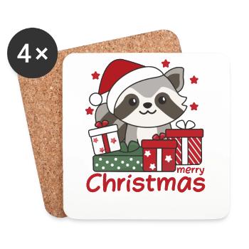 Raccoon Christmas Gift Winter Raccoons - Coasters (set of 4) - white - Front