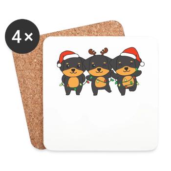 Rottweiler Weihnachten Weihnachtstiere süße Hunde - Untersetzer (4er-Set) - Weiß - Vorne