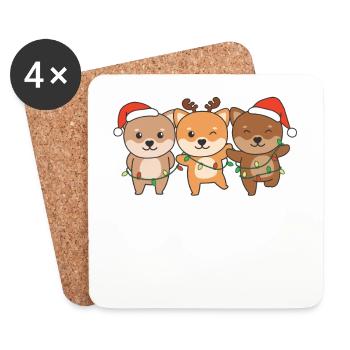 Shiba Inu Weihnachten Weihnachtstiere süße Hunde - Untersetzer (4er-Set) - Weiß - Vorne