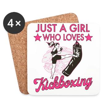 Just A Girl Who Loves Kickboxing Kampfsport - Untersetzer (4er-Set) - Weiß - Vorne