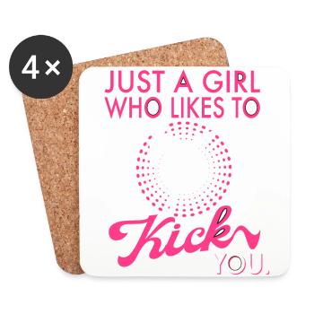 Karate Mma Kick Box Taekwondo Women Karate Kick - Coasters (set of 4) - white - Front