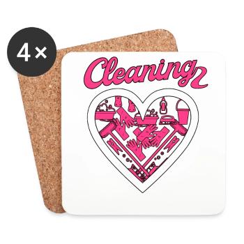 Housekeeper Maid Cleaner - Coasters (set of 4) - white - Front