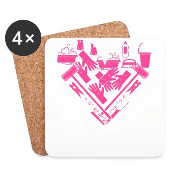 Femme de ménage Nettoyeuse - Dessous de verre (lot de 4) - blanc - Devant