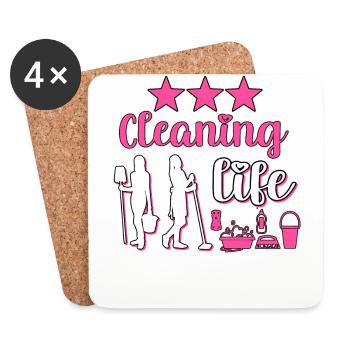 Housekeeper Maid Cleaner - Coasters (set of 4) - white - Front