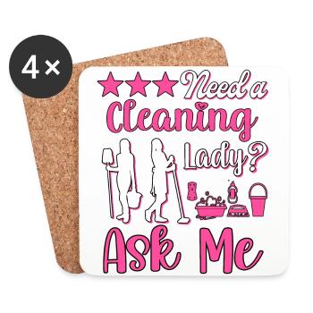 Femme de ménage Nettoyeuse - Dessous de verre (lot de 4) - blanc - Devant