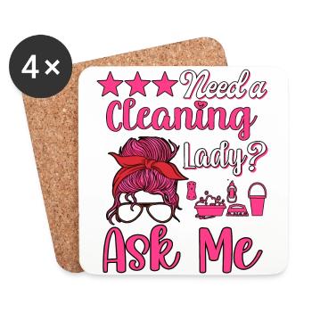Housekeeper Maid Cleaner - Coasters (set of 4) - white - Front