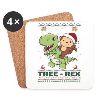 Joyeux Noël moche singes de Noël Arbre Rex - Dessous de verre (lot de 4) - blanc - Devant