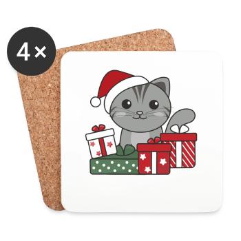 Katze Weihnachten Geschenk Winter Tiere Katzen - Untersetzer (4er-Set) - Weiß - Vorne