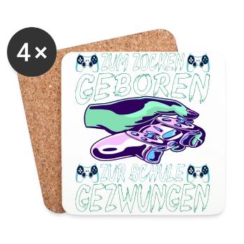 Gaming Zocken Gamer - Untersetzer (4er-Set) - Weiß - Vorne