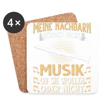 Klarinette. Meine Nachbarn hören gute Musik - Untersetzer (4er-Set) - Weiß - Vorne