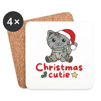 Cat Christmas Cats Christmas Cutie - Coasters (set of 4) - white - Front