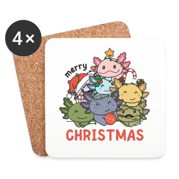 Axolotl Arbre de Noël Joyeux Noël - Dessous de verre (lot de 4) - blanc - Devant