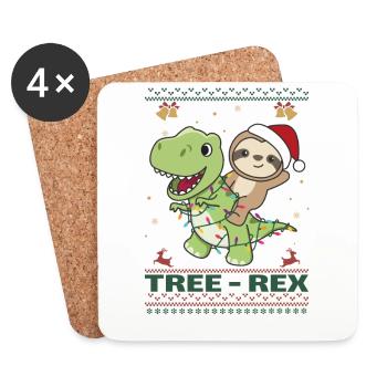 Merry Christmas ugly christmas Faultier Tree Rex - Untersetzer (4er-Set) - Weiß - Vorne