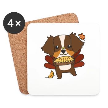 thanksgiving day turkey Australian Shepherd Pie - Coasters (set of 4) - white - Front