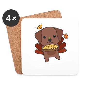 Tenue de thanksgiving Day dinde Labrador avec tarte - Dessous de verre (lot de 4) - blanc - Devant