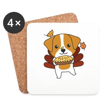 thanksgiving day outfits turkey jack Russell Pie - Coasters (set of 4) - white - Front