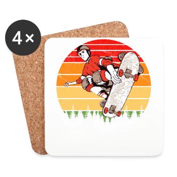 Skaters Skate Skateboarding Skateboard - Dessous de verre (lot de 4) - blanc - Devant