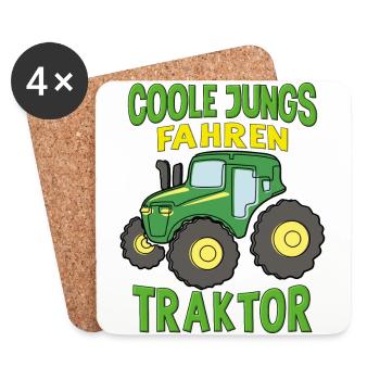 Landwirt Trecker Junge Coole Jungs fahren Traktor - Untersetzer (4er-Set) - Weiß - Vorne