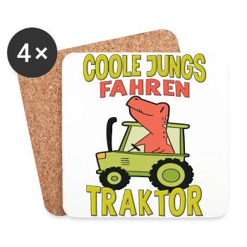 Landwirt Trecker Junge Coole Jungs fahren Traktor - Untersetzer (4er-Set) - Weiß - Vorne