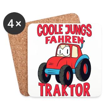 Landwirt Trecker Junge Coole Jungs fahren Traktor - Untersetzer (4er-Set) - Weiß - Vorne