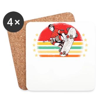 Skaters Skate Skateboarding Skateboard - Dessous de verre (lot de 4) - blanc - Devant