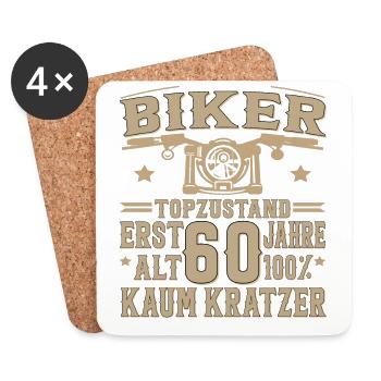60 Geburtstag Mann Biker 60 Jahre Motorrad - Untersetzer (4er-Set) - Weiß - Vorne