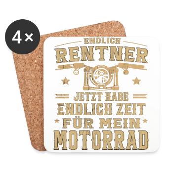 Rentner Ruhestand Rente Motorradfahrer Biker - Untersetzer (4er-Set) - Weiß - Vorne