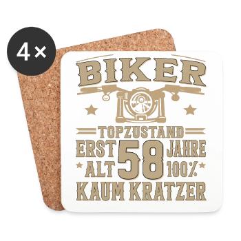 58 Geburtstag Mann Biker 58 Jahre Motorrad - Untersetzer (4er-Set) - Weiß - Vorne
