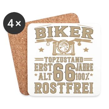 66 Geburtstag Mann Biker 66 Jahre Motorrad - Untersetzer (4er-Set) - Weiß - Vorne