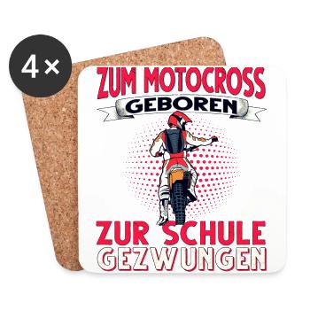 Motocross Motorrad Dirt Bike Dirtbike Biker - Untersetzer (4er-Set) - Weiß - Vorne