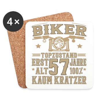 57 Geburtstag Mann Biker 57 Jahre Motorrad - Untersetzer (4er-Set) - Weiß - Vorne