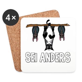 Lustige Katzen Sei Anders Be Different Schwarze - Untersetzer (4er-Set) - Weiß - Vorne