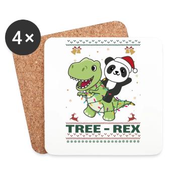 Joyeux Noël moche Noël Panda Tree Rex - Dessous de verre (lot de 4) - blanc - Devant