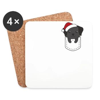 Fröhliche Weinachten süßer Labrador Brusttasche - Untersetzer (4er-Set) - Weiß - Vorne