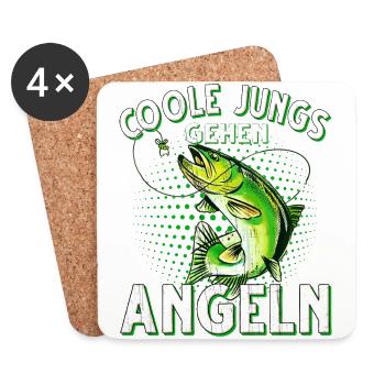 Coole Jungs Gehen Angeln Fischen Angler - Untersetzer (4er-Set) - Weiß - Vorne