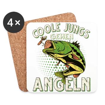 Coole Jungs Gehen Angeln Fischen Angler - Untersetzer (4er-Set) - Weiß - Vorne