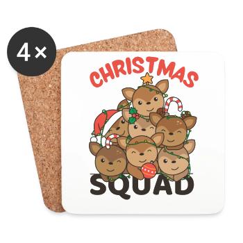 Reh Weihnachtsbaum Christmas Squad Rehe - Untersetzer (4er-Set) - Weiß - Vorne