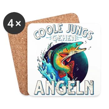 Coole Jungs Gehen Angeln Fischen Angler - Untersetzer (4er-Set) - Weiß - Vorne