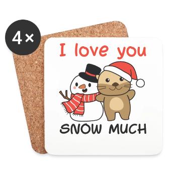 Loutre je t’aime beaucoup de jeux de mots de bonhomme de neige - Dessous de verre (lot de 4) - blanc - Devant